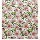 ゆり花。花柄 シャワーカーテン (正面)