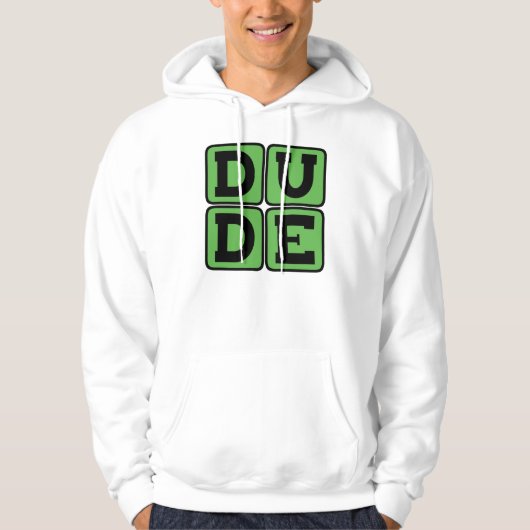 ゆるいスラーギーなデザインの「DUDE」Tシャツ パーカ (正面)