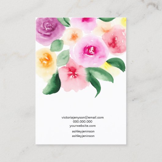 ゆるいフローラ水彩ジュエリーイヤリング表示 名刺 (裏面)