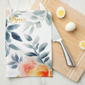 ゆるい水彩画の花がエレガント キッチンタオル (四つ折り)