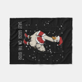 ゆるい間抜けクリスマスサンタグースの上のガチョウ フリースブランケット (正面(横))