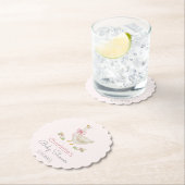 ゆるい間抜けピンクの弓の赤ちゃんシャワーのガチョウ ペーパーコースター (インサイチュ)