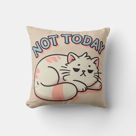 ゆるキャラ猫 今日はやる気なし 面白いリラックススタイル クッション (正面)