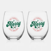 よいクリスマスを ステムなしワイングラス (正面)