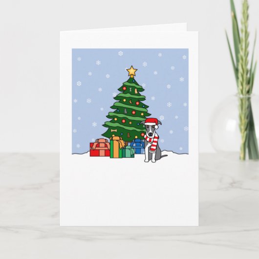 よいクリスマスカードを遠ぼえしているイタリアン・グレーハウンド シーズンカード (正面)