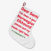 よいノルウェーのエルクハウンド ラージクリスマスストッキング (正面 (吊り時))
