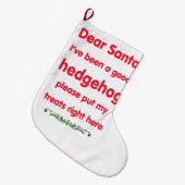よいハリネズミ ラージクリスマスストッキング (正面 (吊り時))