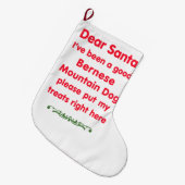 よいバーニーズ・マウンテン・ドッグ ラージクリスマスストッキング (正面 (吊り時))