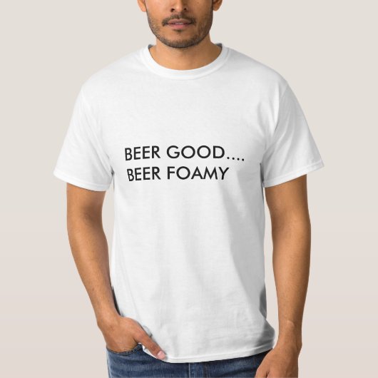 よいビール….泡立ったビール Tシャツ (正面)