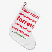 よいフェレット ラージクリスマスストッキング (正面 (吊り時))