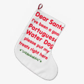 よいポルトガル水犬 ラージクリスマスストッキング (正面 (吊り時))