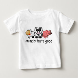 よい動物の好み-おもしろいな肉食べる人のデザイン ベビーTシャツ