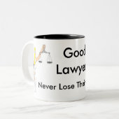 よい弁護士は決して彼らの懇願を失いません ツートーンマグカップ (正面左)