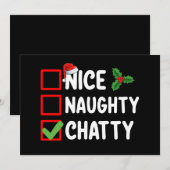 よい悪いおしゃべりなクリスマスリスト家族ホリデー 招待状 (正面/裏面)