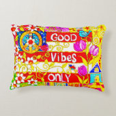よい感情だけ、Bohoのピースサイン、デイジー、旗、 アクセントクッション (裏面)