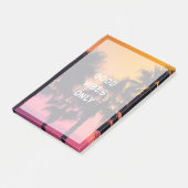 "よい感情"の熱帯ビーチのやし日没だけ ポストイット (アングル)