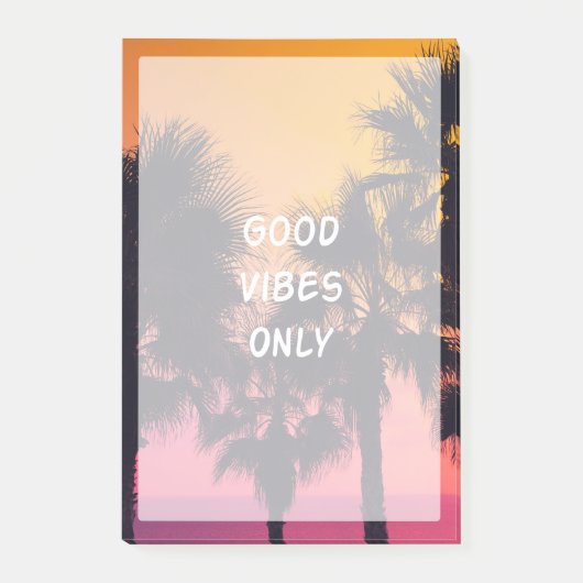 "よい感情"の熱帯ビーチのやし日没だけ ポストイット (正面)