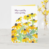 よい日の黒によって注目されるスーザンの花を持って下さい カード (黄色い花)