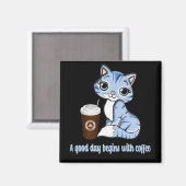 よい日はコーヒーから始まる |コーヒー好きのプレゼント マグネット (正面/裏面)