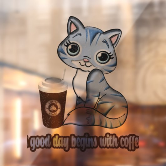 よい日はコーヒーから始まる |猫とコーヒー ウィンドウサイン (シート2)