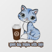 よい日はコーヒーから始まる |猫とコーヒー ウィンドウサイン (シート)