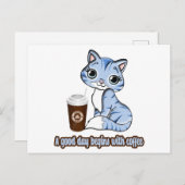 よい日はコーヒーから始まる |猫とコーヒー ポストカード (正面/裏面)
