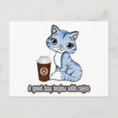 よい日はコーヒーから始まる |猫とコーヒー ポストカード (正面)
