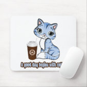 よい日はコーヒーから始まる |猫とコーヒー マウスパッド (マウス)