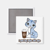よい日はコーヒーから始まる |猫とコーヒー マグネット (正面/裏面)