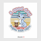 よい日はコーヒーから始まる | Cat Loves Coffee シール (シート)