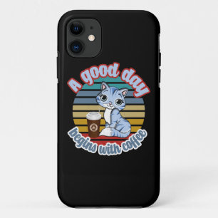 よい日はコーヒーから始まる   Cat Loves Coffee iPhone 11 ケース