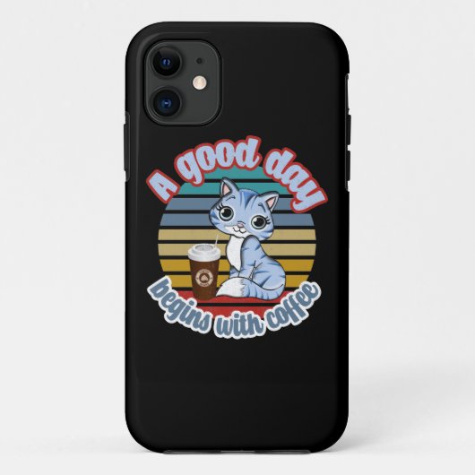 よい日はコーヒーから始まる | Cat Loves Coffee Case-Mate iPhoneケース (裏面)
