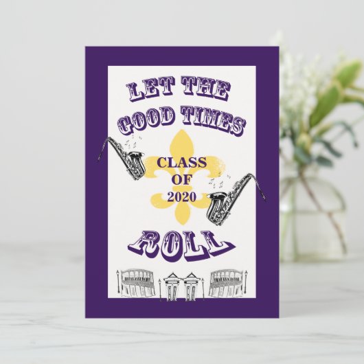 よい時ロール卒業パーティーの紫色を許可して下さい 招待状 (スタンド正面)