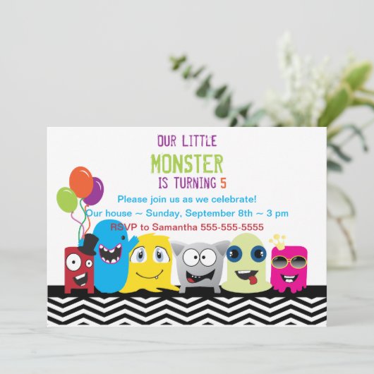 よい時間の誕生日のパーティの招待状のモンスター 招待状 (スタンド正面)