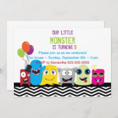 よい時間の誕生日のパーティの招待状のモンスター 招待状 (正面/裏面)
