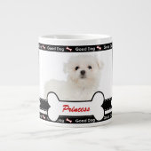 よい犬のカスタムな写真の足および骨パターン ジャンボコーヒーマグカップ (正面)