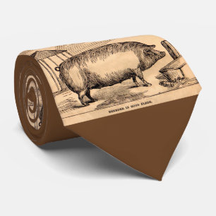 よい肉の19世紀なブタのプリントの`の繁殖動物」 ネクタイ