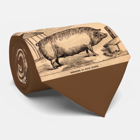 よい肉の19世紀なブタのプリントの`の繁殖動物」 ネクタイ (ロール)