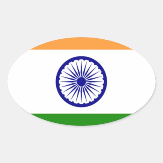 よい色のインドの旗"Tiranga " 楕円形シール (正面)