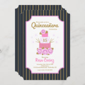よい風味のケーキQuinceañera 招待状 (正面/裏面)