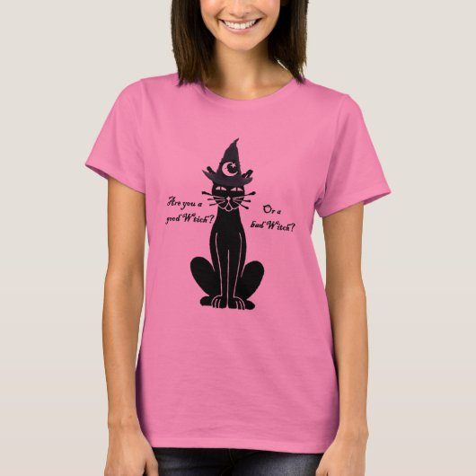 よい魔法使いの悪い魔法使いの黒猫のTシャツ Tシャツ (正面)