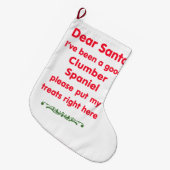 よいClumberスパニエル犬 ラージクリスマスストッキング (正面 (吊り時))