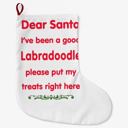 よいlabradoodle ラージクリスマスストッキング (正面)