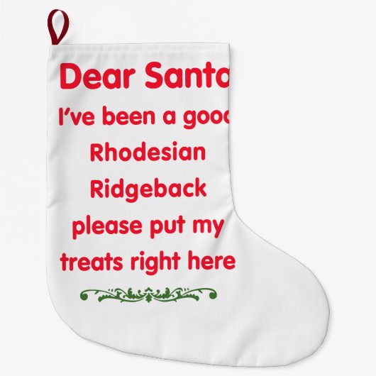 よいRhodesian Ridgeback ラージクリスマスストッキング (正面)