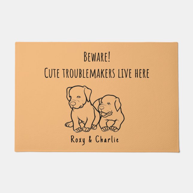 ようこそおもしろいペットカスタムの名前2犬 ドアマット (正面)