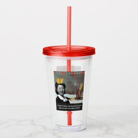 ようこそおもしろい先生ヴィンテージアジア女性 アクリルタンブラー (正面)