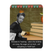 ようこそおもしろい先生ヴィンテージブラック女性 マグネット (縦)