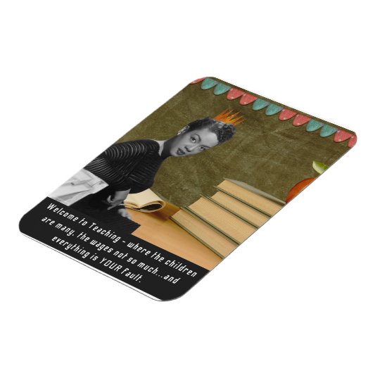 ようこそおもしろい先生ヴィンテージブラック女性 マグネット (左側)