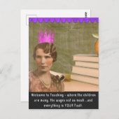 ようこそおもしろい先生ヴィンテージ女性はがき ポストカード (正面/裏面)