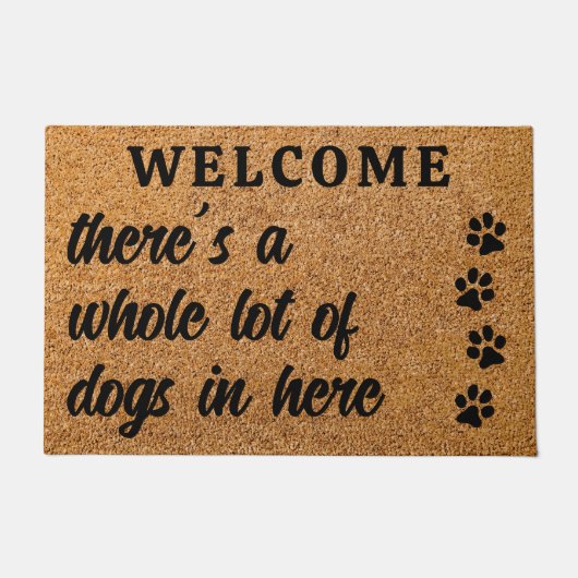 ようこそおもしろい犬の全体の多くのペット犬の恋人 ドアマット (正面)